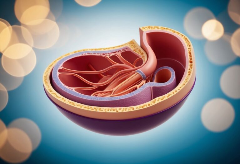 Uma ilustração detalhada do piloro aberto, mostrando sua estrutura e posição dentro do sistema digestivo
